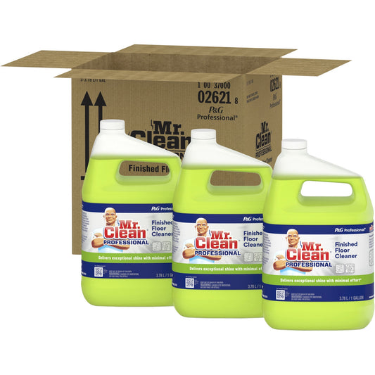 Mr. Clean Finished Floor Cleaner, Lemon Scent, 1 gal Bottle, 3/Carton (02621CT)