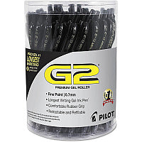 Pilot G2 Premium Gel Pen Convenience Pack, Retractable, Fine 0.7 mm, Black Ink, Smoke/Black Barrel, 36/Pack (84065)