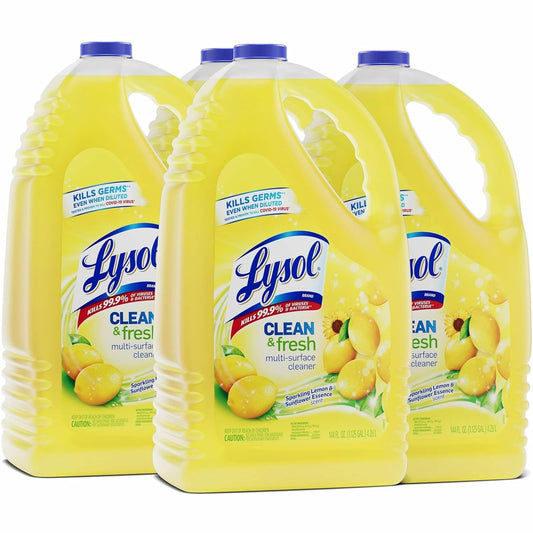 Lysol(R) Multi-Surface Disinfectant Cleaner, Lemon Scent, 144 oz. Bottle, 4 Bottles (77617)