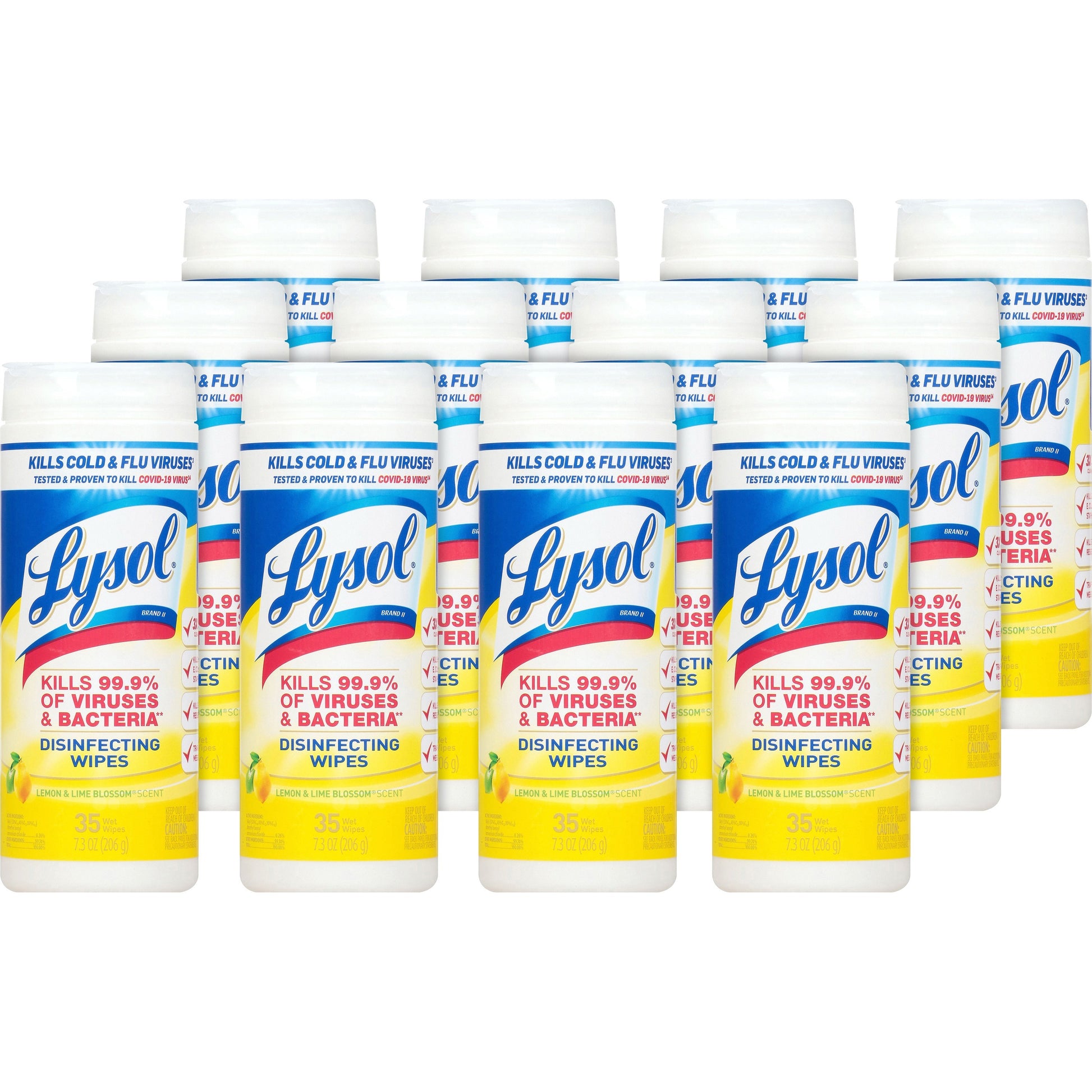 Lysol(R) Disinfecting Wipes, Lemon & Lime, 12 Canisters (81145CT)