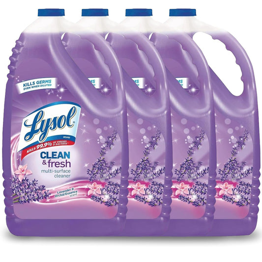 Lysol(R) Clean and Fresh Multi-Surface Disinfectant Cleaner, Lavender and Orchid Essence, 144 oz Bottle, 4/Carton (88786)