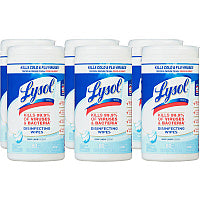 Lysol(R) Disinfecting Wipes, Crisp Linen Scent, 80 Wipes, 6 Canisters (89346CT)