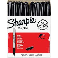 Sharpie Fine Tip Permanent Marker Value Pack, Fine Bullet Tip, Black, 36/Pack (1884739)