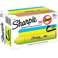 Sharpie Tank Style Highlighters, Fluorescent Yellow Ink, Chisel Tip, Yellow Barrel, Dozen (25025B)