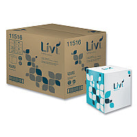 Livi(R) Facial Tissues, Cube Box, 2-Ply, White, 90 Tissue/Box, 36 Boxes (11516)