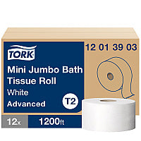 Tork(R) Advanced Mini Jumbo Toilet Paper, 1-Ply, 1200-ft., 12 Rolls (12013903)