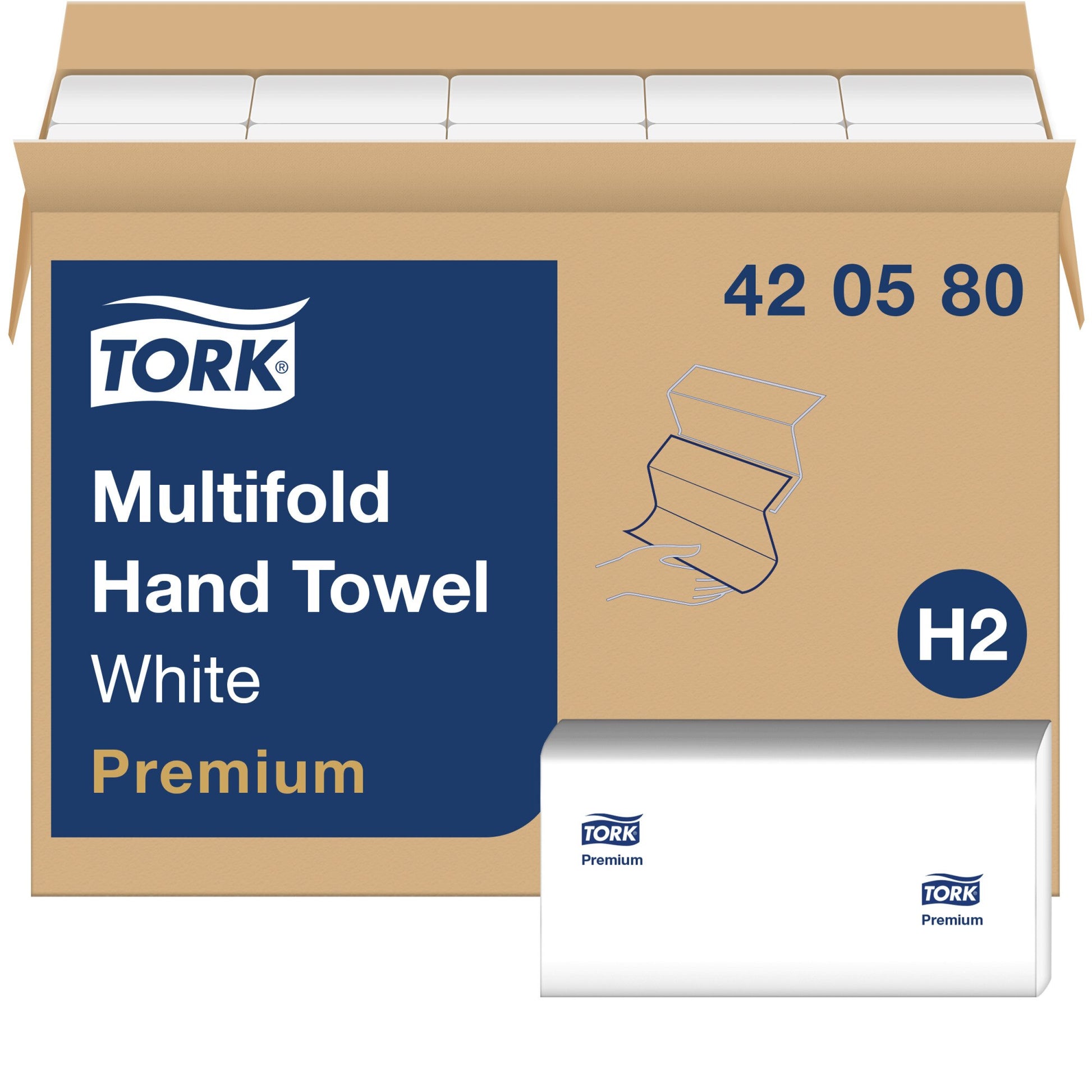 Tork(R) Premium Multifold Paper Towels, 1-Ply, White, 3000 Towels (420580)