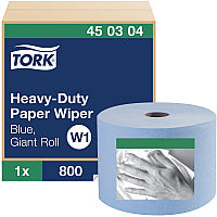 Tork(R) Heavy-Duty Paper Wiper, Blue, 800-ft., 1 Roll (450304)