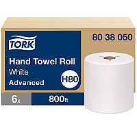 Tork(R) Advanced Hardwound Roll Paper Towels, 1-Ply, White, 800-ft., 6 Rolls (8038050)