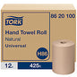 Tork Universal Hand Towel Roll, Notched, 1-Ply, 8" x 425 ft, Natural, 12 Rolls/Carton (8620100)