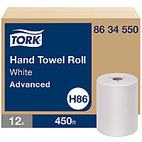 Tork(R) Hardwound Roll Paper Towels, 1-Ply, White, 450-ft., 12 Rolls (8634550)