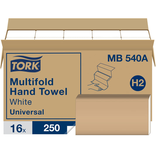 Tork(R) Universal Multifold Paper Towels, 1-Ply, White, 4000 Towels (MB540A)