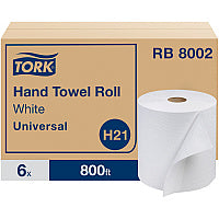 Tork(R) Universal Hardwound Paper Towels, White, 800-ft., 6 Rolls (RB8002)