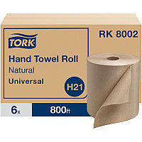 Tork(R) Universal Hardwound Roll Paper Towels, Brown, 800-ft., 6 Rolls (RK8002)